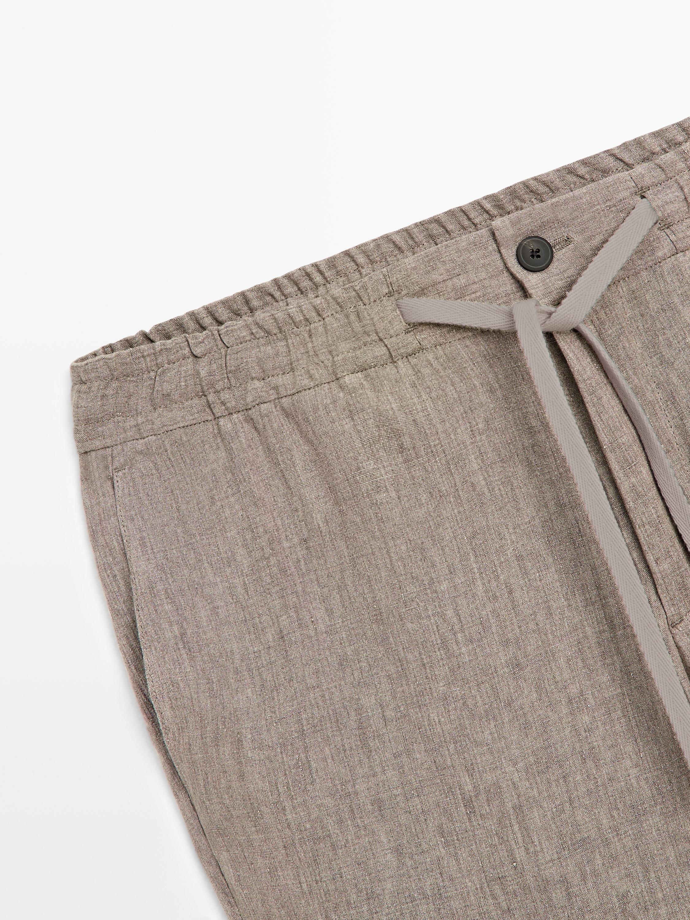 Pantalon total look lin délavé